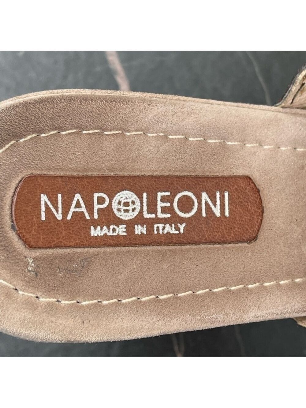 NAPOLEONI women platform wedge sandals mules brown leather Sz 38 - Picture 13 of 16